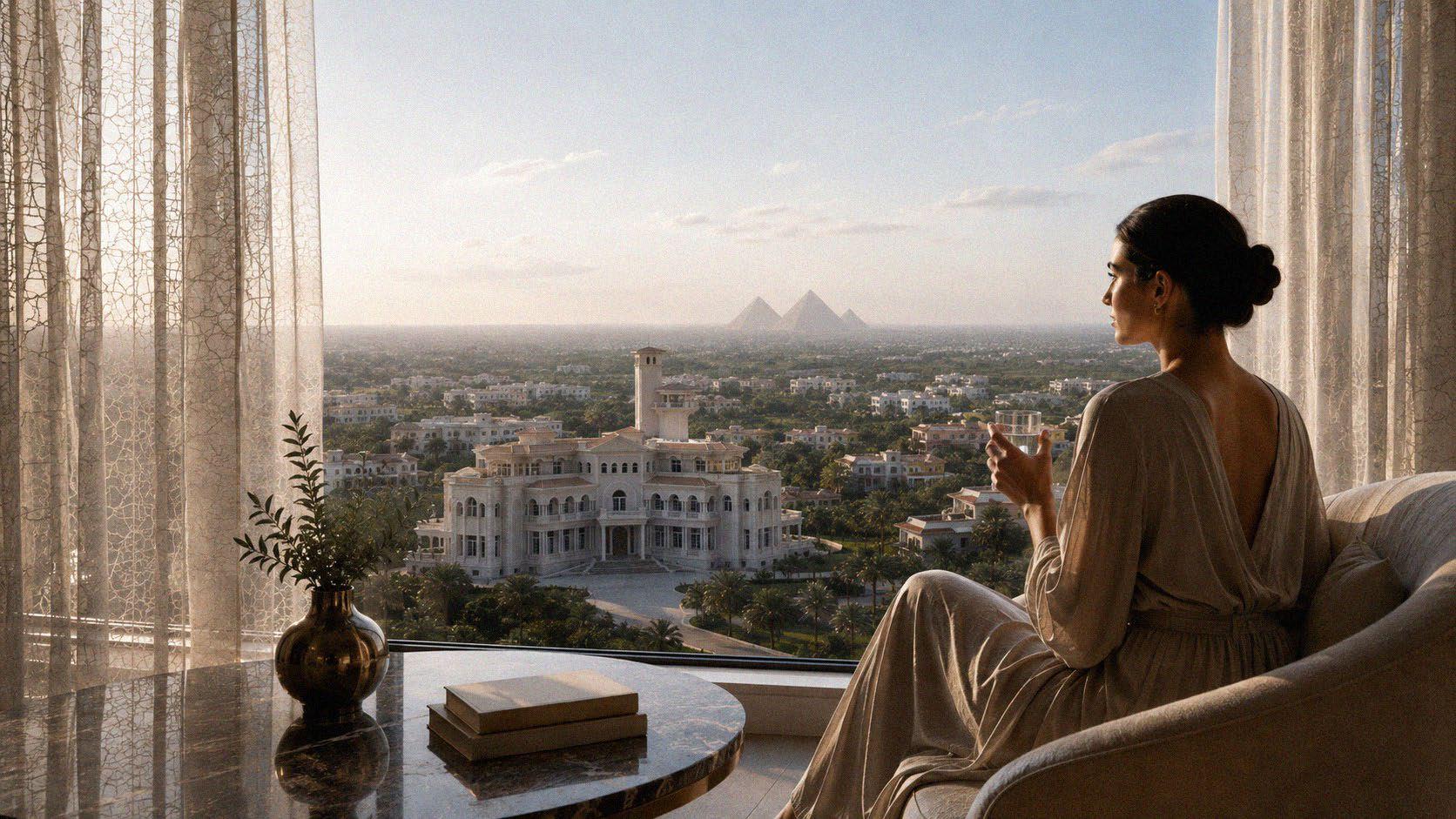 A Physical Expression of Well-Lived Art — Three-Axis View: Pyramids, Palace, and Lake at The Vie
